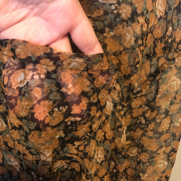 Free People dark floral Hi-Low semi sheer Top - Picture 3 of 9